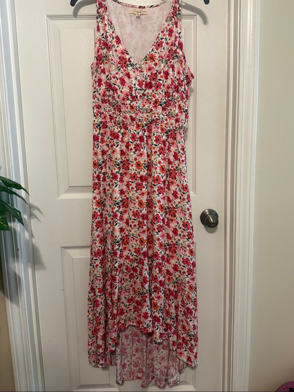 Rewind Pink Floral High-Low Maxi Dress